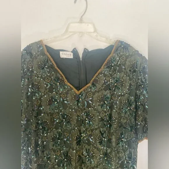 Vintage Stenay plus size green sequin dress - Picture 4 of 12